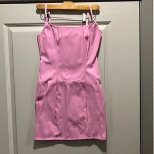 PrettyLittleThing Baby Pink PU Bodycon Dress